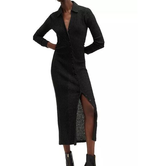 ALLSAINTS Connie Long Sleeve Midi Dress All Saints button down black 2 NWT - Picture 10 of 10